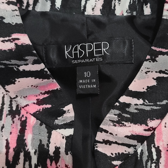 Kasper Women's Pink & Black Splotch Open Blazer Size 10 - Picture 8 of 9